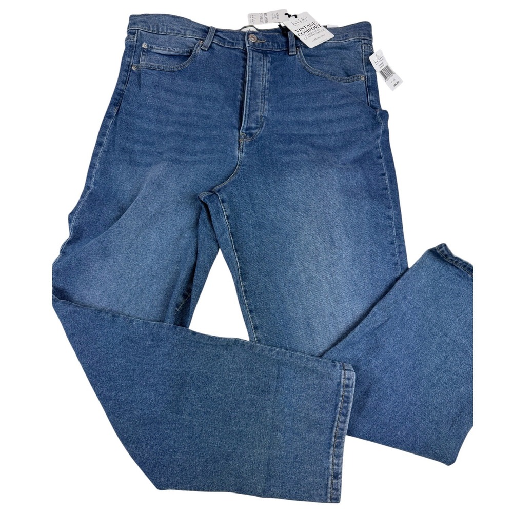 Jeans Relaxed Straight Super High Raise Nicole Miller NY Nomad Dark Blue 16 NWT
